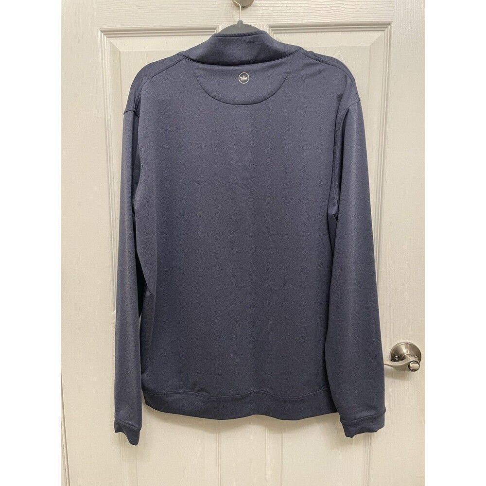 Peter Millar Men's XL Perth Mélange Performance Quarter-Zip Navy Blue - Picture 4 of 7